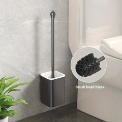 Wall Mounted Toilet Brush with Long Handle and Holder