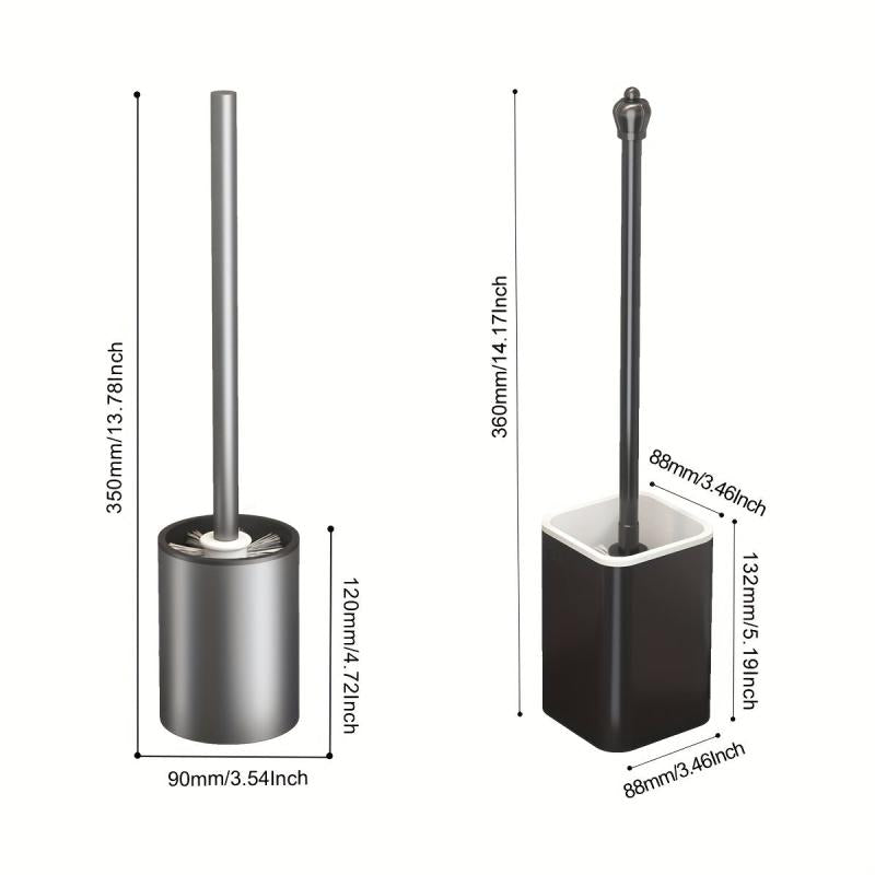Wall Mounted Toilet Brush with Long Handle and Holder