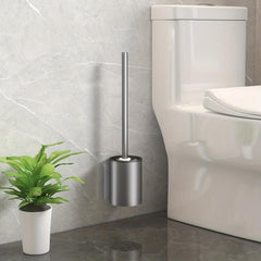 Wall Mounted Toilet Brush with Long Handle and Holder