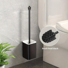 Wall Mounted Toilet Brush with Long Handle and Holder