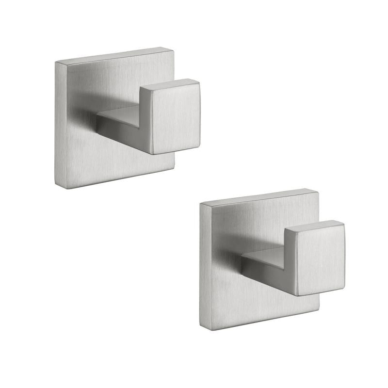 2pcs Stainless Steel Towel Hook Bathroom Wall Mounted Robe Hook