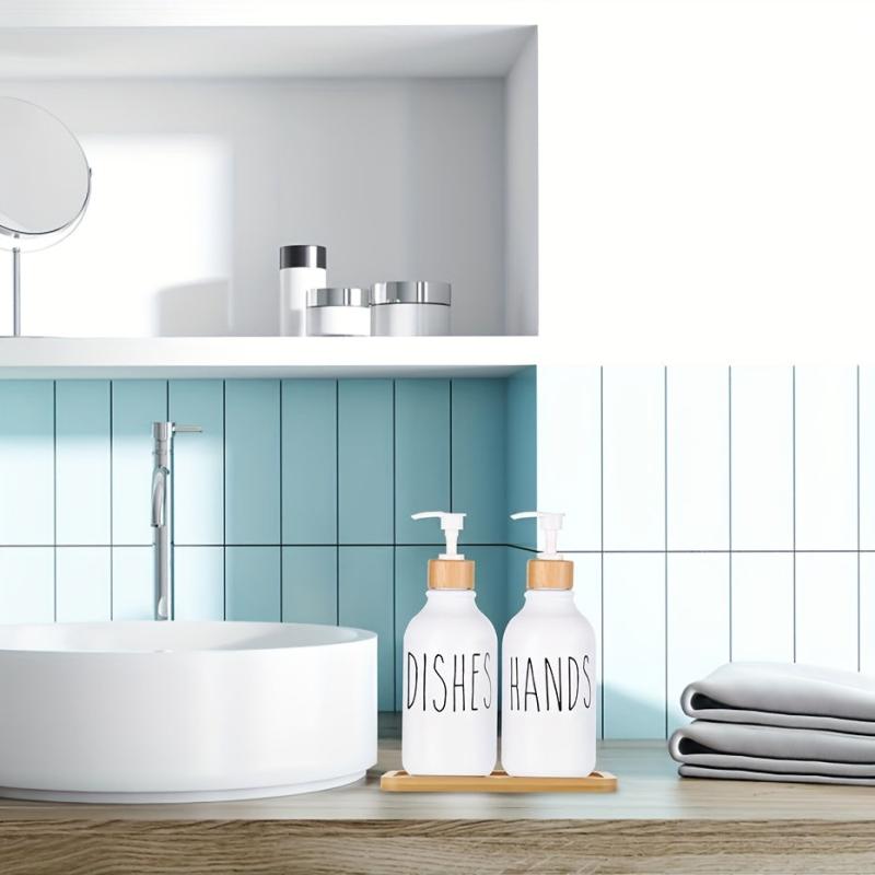 2pcs 500ml Pump Soap Bottle Set for Bathroom