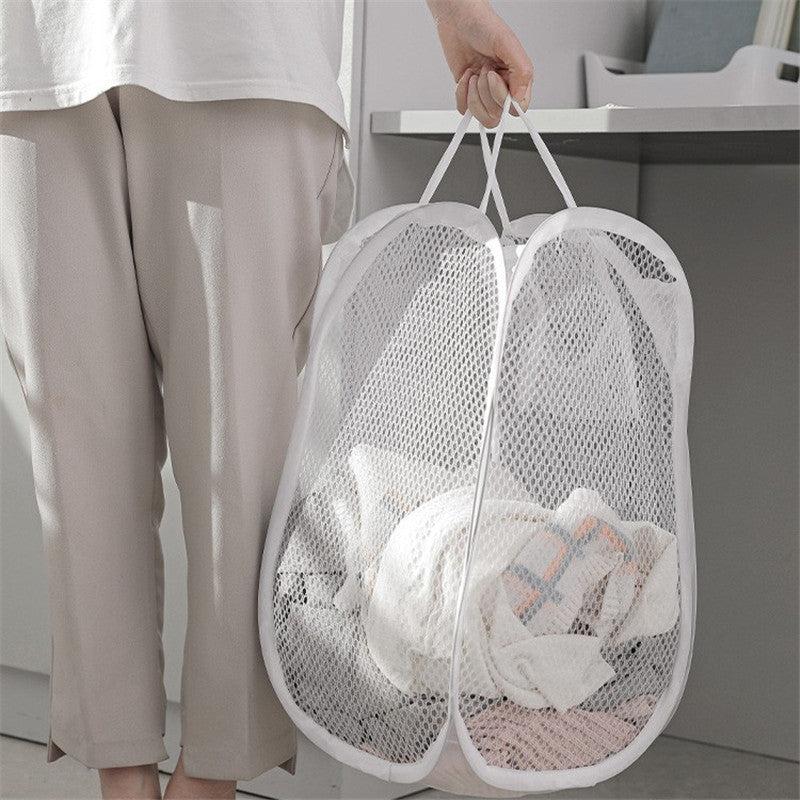 Large Mesh Laundry Basket Foldable Dirty Clothes Storage Basket