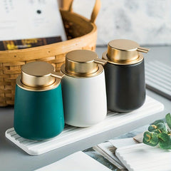 Marble Ceramic Soap Dispenser 13.5oz Bathroom Lotion Bottle