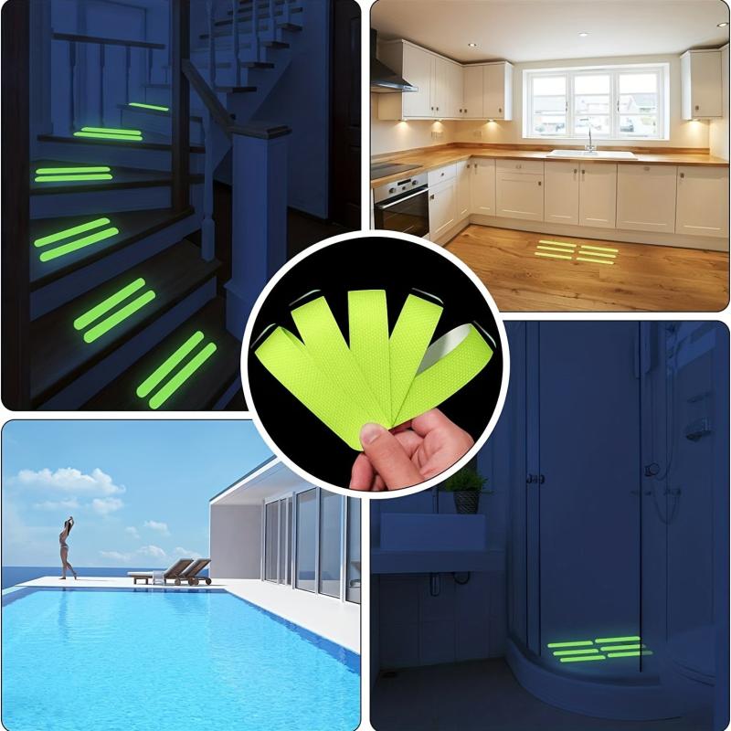 8pcs Luminous Bathroom Non slip Stickers Anti slip Shower Tread Sticker