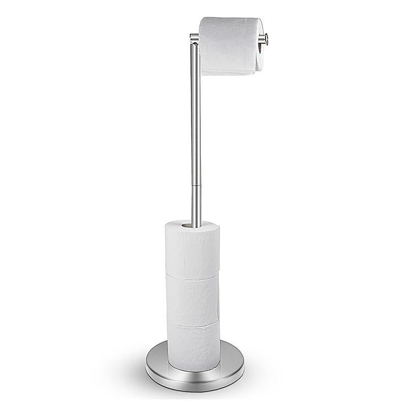 Modern Brushed Nickel Toilet Paper Holder Stand With Storage