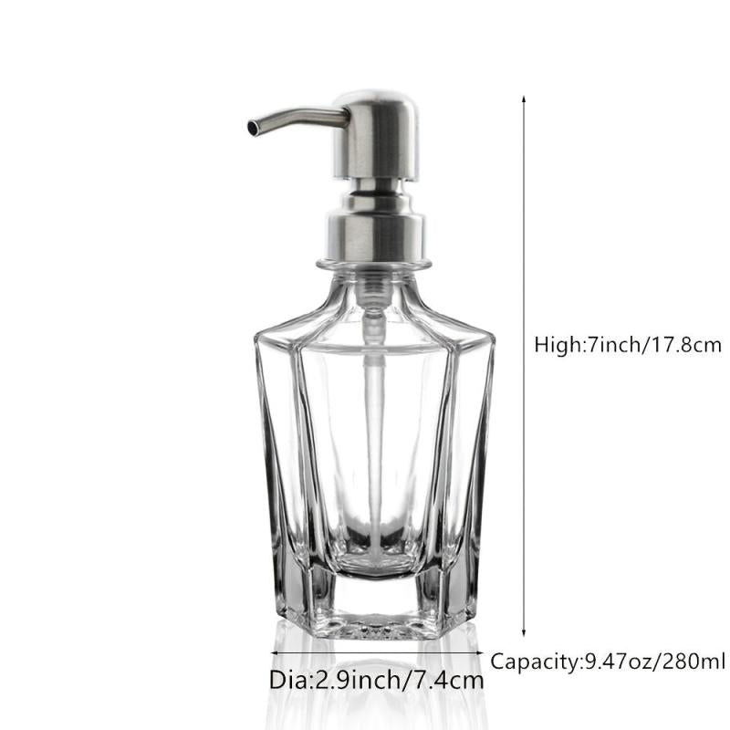 Antique Glass Soap Dispenser w/ Stainless Steel Pump