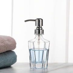 Antique Glass Soap Dispenser w/ Stainless Steel Pump