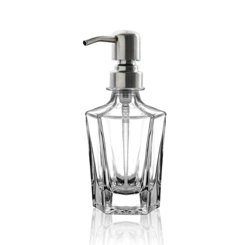 Antique Glass Soap Dispenser w/ Stainless Steel Pump