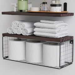 3pcs Wall Mounted Floating Shelves Bathroom Storage Baskets