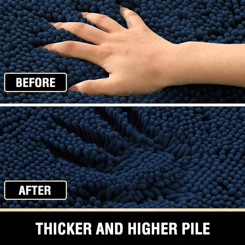 Soft Shaggy Chenille Bathroom Mat Non Slip 20x24in