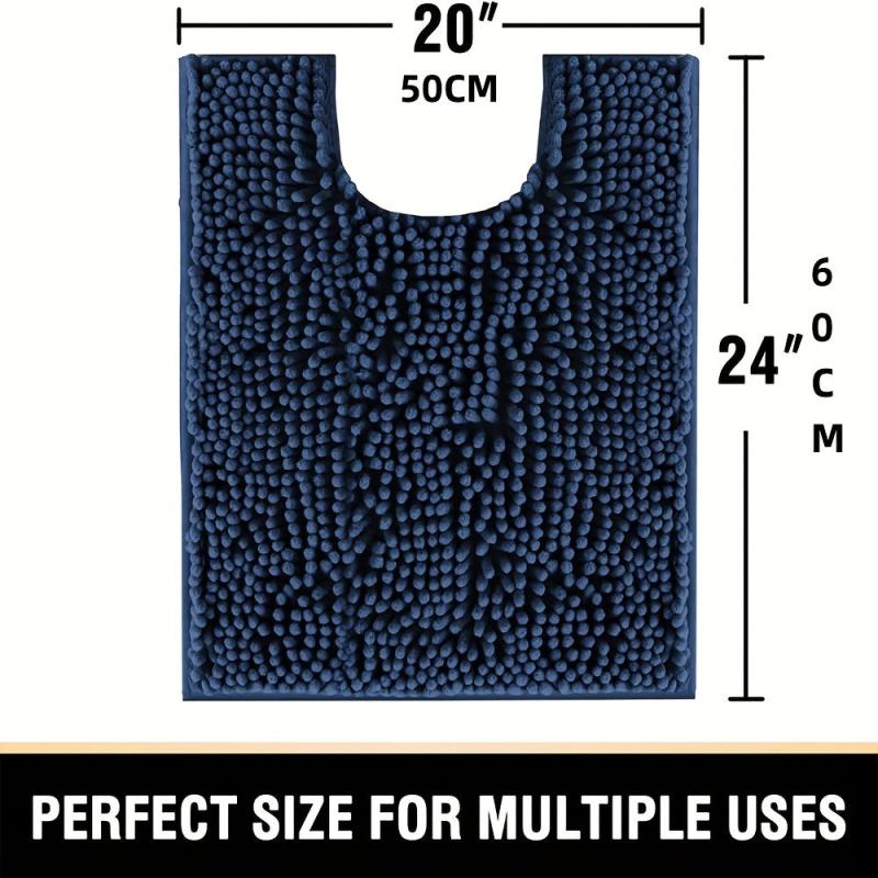 Soft Shaggy Chenille Bathroom Mat Non Slip 20x24in