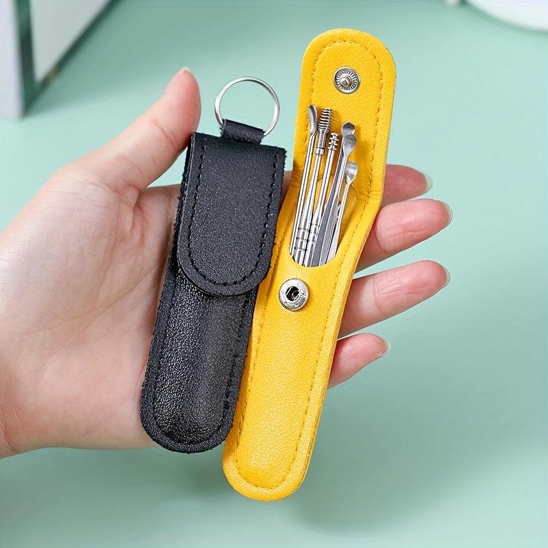 6pcs Stainless Steel Ear Picking Spoon Portable Keychain Spiral Ear Spoon