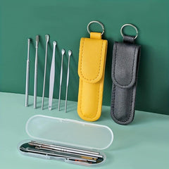 6pcs Stainless Steel Ear Picking Spoon Portable Keychain Spiral Ear Spoon