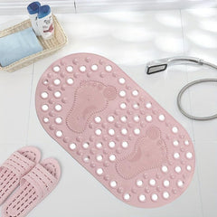 Non Slip Oval Bathroom Mat with Drain Holes and Suction Cups