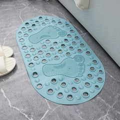 Non Slip Oval Bathroom Mat with Drain Holes and Suction Cups