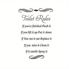 Self Adhesive Toilet Lid Decal - Decorative Slogan Graphic for Bathroom