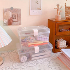 Clear Plastic Storage Box Dustproof Portable Jewelry Organizer with Lid