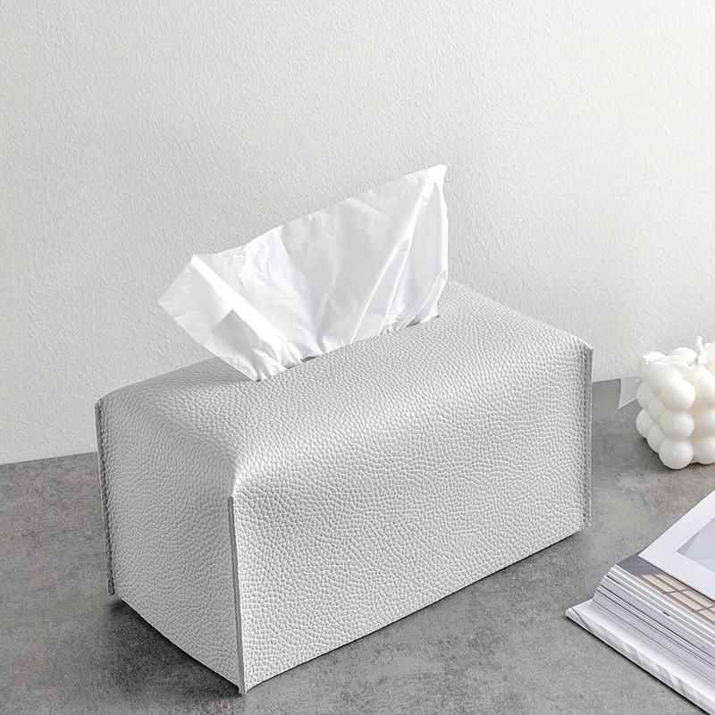 Modern Decorative PU Tissue Box Cover for Living Room Office Desk