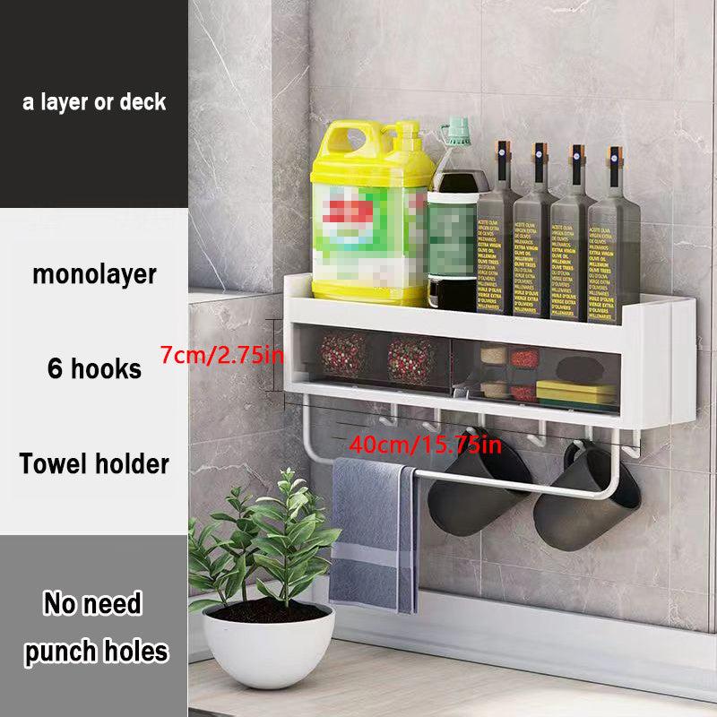 Wall Mounted Storage Rack Bathroom Kitchen Shelf