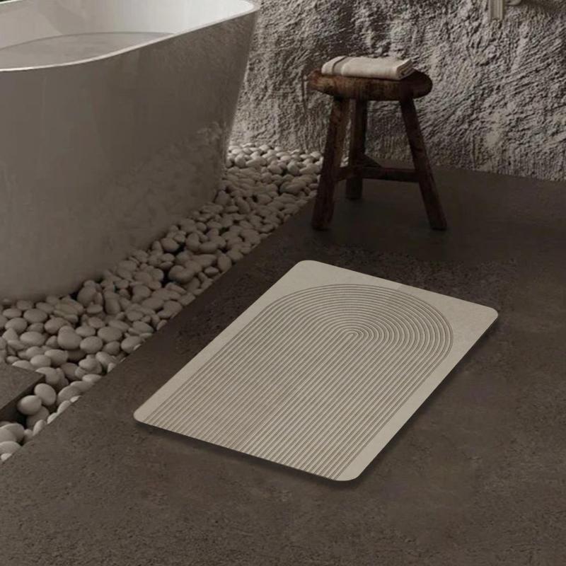 Soft Diatom Bath Rug Geometric Pattern Quick Drying Bath Mat