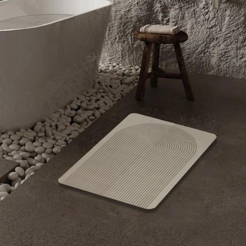 Soft Diatom Bath Rug Geometric Pattern Quick Drying Bath Mat