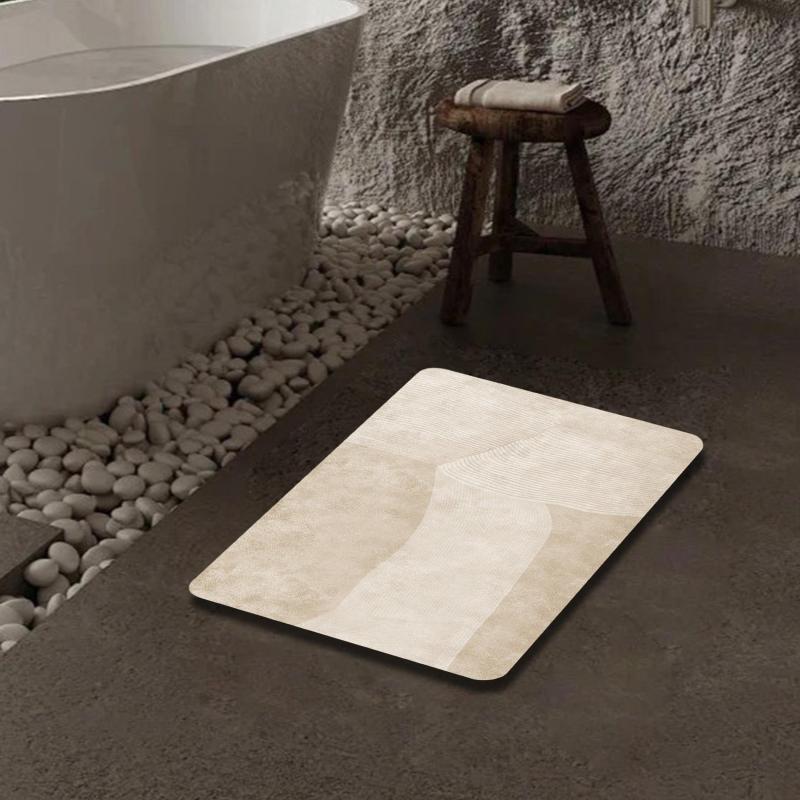 Soft Diatom Bath Rug Geometric Pattern Quick Drying Bath Mat