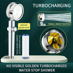 Pressurized Shower Head Water Saving 360 Rotating Fan Shower