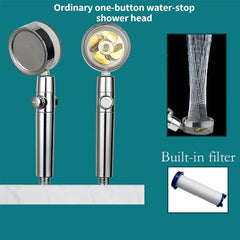 Pressurized Shower Head Water Saving 360 Rotating Fan Shower