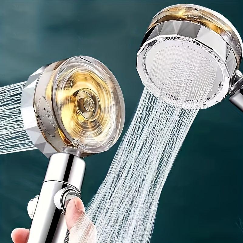 Pressurized Shower Head Water Saving 360 Rotating Fan Shower