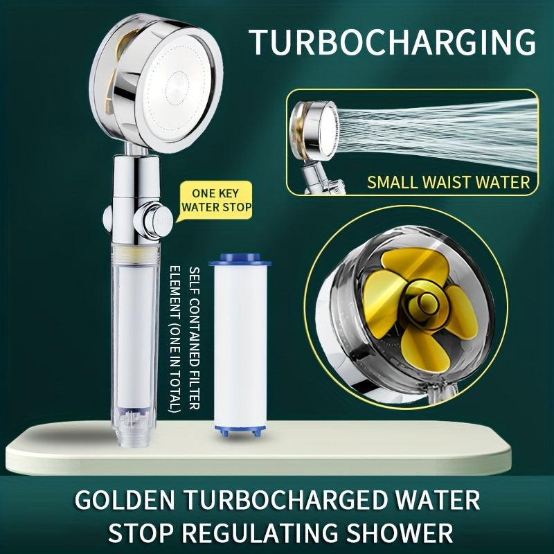 Pressurized Shower Head Water Saving 360 Rotating Fan Shower