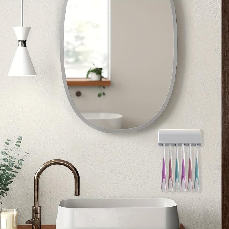 Toothbrush Storage Holder 6 Slots Organizer Self Adhesive