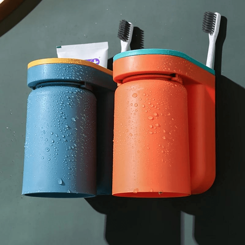 Wall Mount Toothbrush Holder with Gargle Cup Set