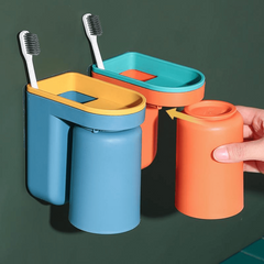 Wall Mount Toothbrush Holder with Gargle Cup Set