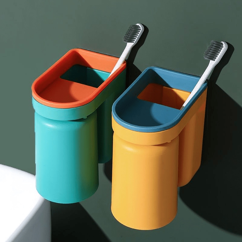 Wall Mount Toothbrush Holder with Gargle Cup Set