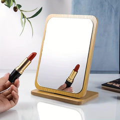 Wooden Makeup Mirror for Women, Portable Folding Dressing Mirror