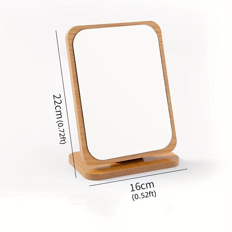 Wooden Makeup Mirror for Women, Portable Folding Dressing Mirror