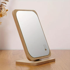 Wooden Makeup Mirror for Women, Portable Folding Dressing Mirror