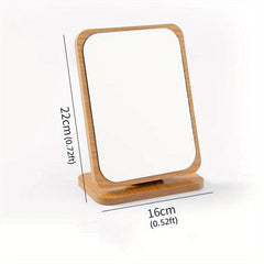 Wooden Makeup Mirror for Women, Portable Folding Dressing Mirror