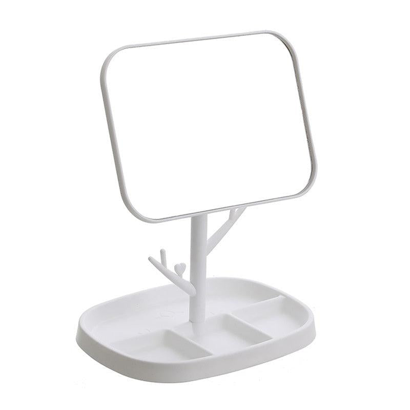 Portable Dressing Table Mirror with Rotating Tray for Makeup and Vanity Use