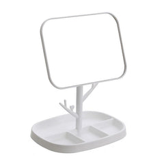 Portable Dressing Table Mirror with Rotating Tray for Makeup and Vanity Use