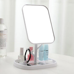 Portable Dressing Table Mirror with Rotating Tray for Makeup and Vanity Use