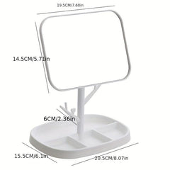 Portable Dressing Table Mirror with Rotating Tray for Makeup and Vanity Use