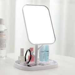 Portable Dressing Table Mirror with Rotating Tray for Makeup and Vanity Use