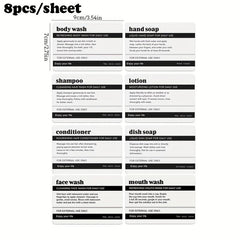 Waterproof Bathroom Labels for Dispenser Bottles - Classic Style Decal