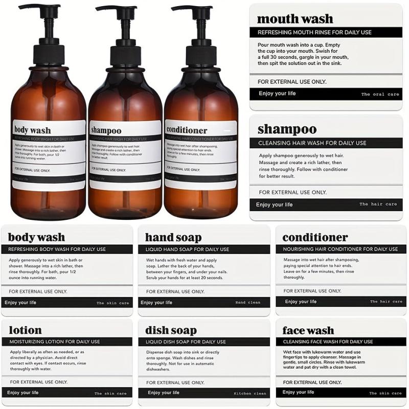 Waterproof Bathroom Labels for Dispenser Bottles - Classic Style Decal