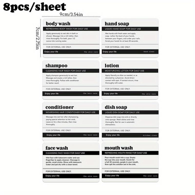 Waterproof Bathroom Labels for Dispenser Bottles - Classic Style Decal