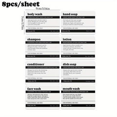 Waterproof Bathroom Labels for Dispenser Bottles - Classic Style Decal