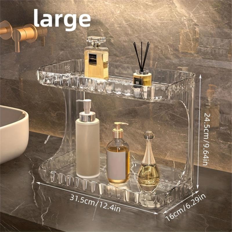 Transparent Bathroom Storage Rack Washbasin Countertop Cosmetic Storage Box