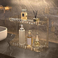 Transparent Bathroom Storage Rack Washbasin Countertop Cosmetic Storage Box